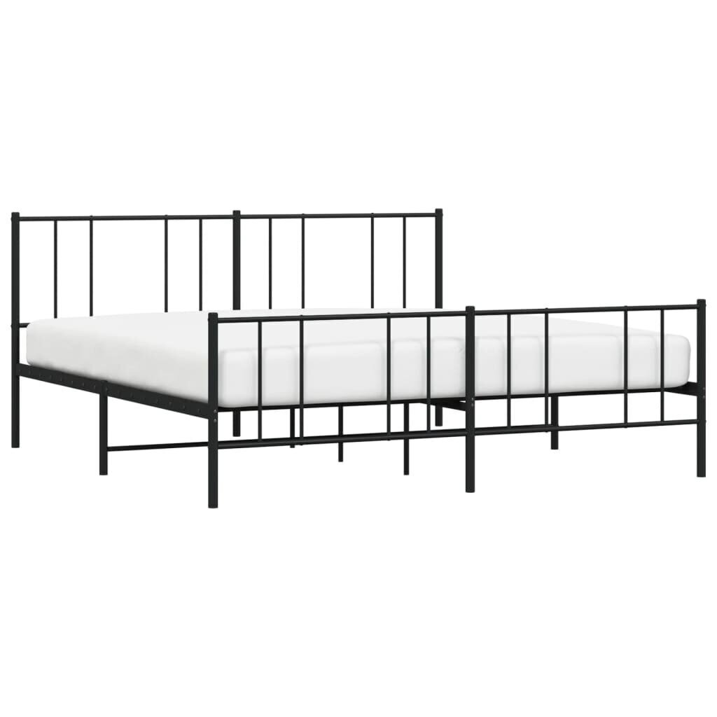 vidaXL metallist voodiraam peatsi ja jalutsiga, must, 200x200 cm цена и информация | Voodid | kaup24.ee