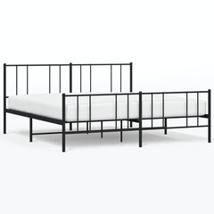 vidaXL metallist voodiraam peatsi ja jalutsiga, must, 200x200 cm цена и информация | Кровати | kaup24.ee