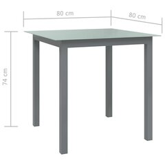 vidaXL aialaud, helehall, 80x80x74 cm, alumiinium ja klaas hind ja info | Aialauad | kaup24.ee