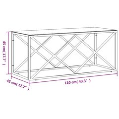 vidaXL kohvilaud, 110 x 45 x 45 cm, roostevaba teras ja klaas цена и информация | Журнальные столики | kaup24.ee