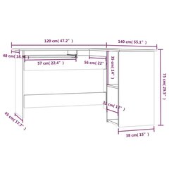 vidaXL arvutilaud, hall Sonoma tamm, 120 x 140 x 75 cm, tehispuit цена и информация | Компьютерные, письменные столы | kaup24.ee