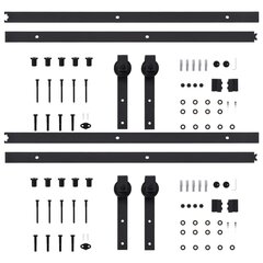 vidaXL liugukse tarvikute komplektid 2 tk 200 cm terasest, must цена и информация | Межкомнатные двери | kaup24.ee