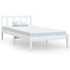 Voodiraam vidaXL, valge, täismännipuit, 90 x 190 cm hind ja info | Voodid | kaup24.ee