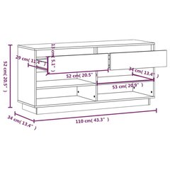 vidaXL jalatsipink, valge, 110x34x52 cm, männipuit hind ja info | Jalatsikapid, jalatsiriiulid | kaup24.ee