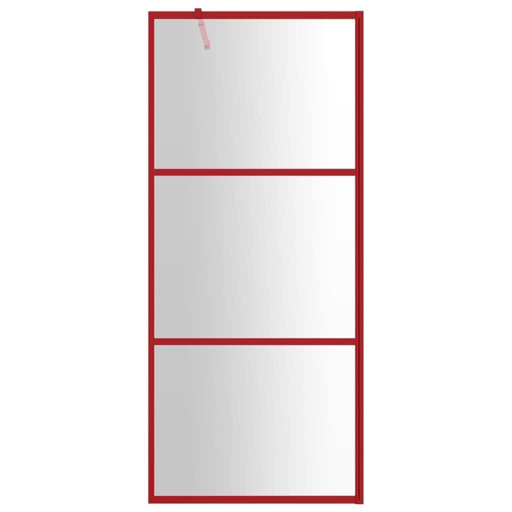 vidaXL dušinurga sein, läbipaistev ESG-klaas, punane, 80 x 195 cm цена и информация | Dušikabiinide uksed ja seinad | kaup24.ee