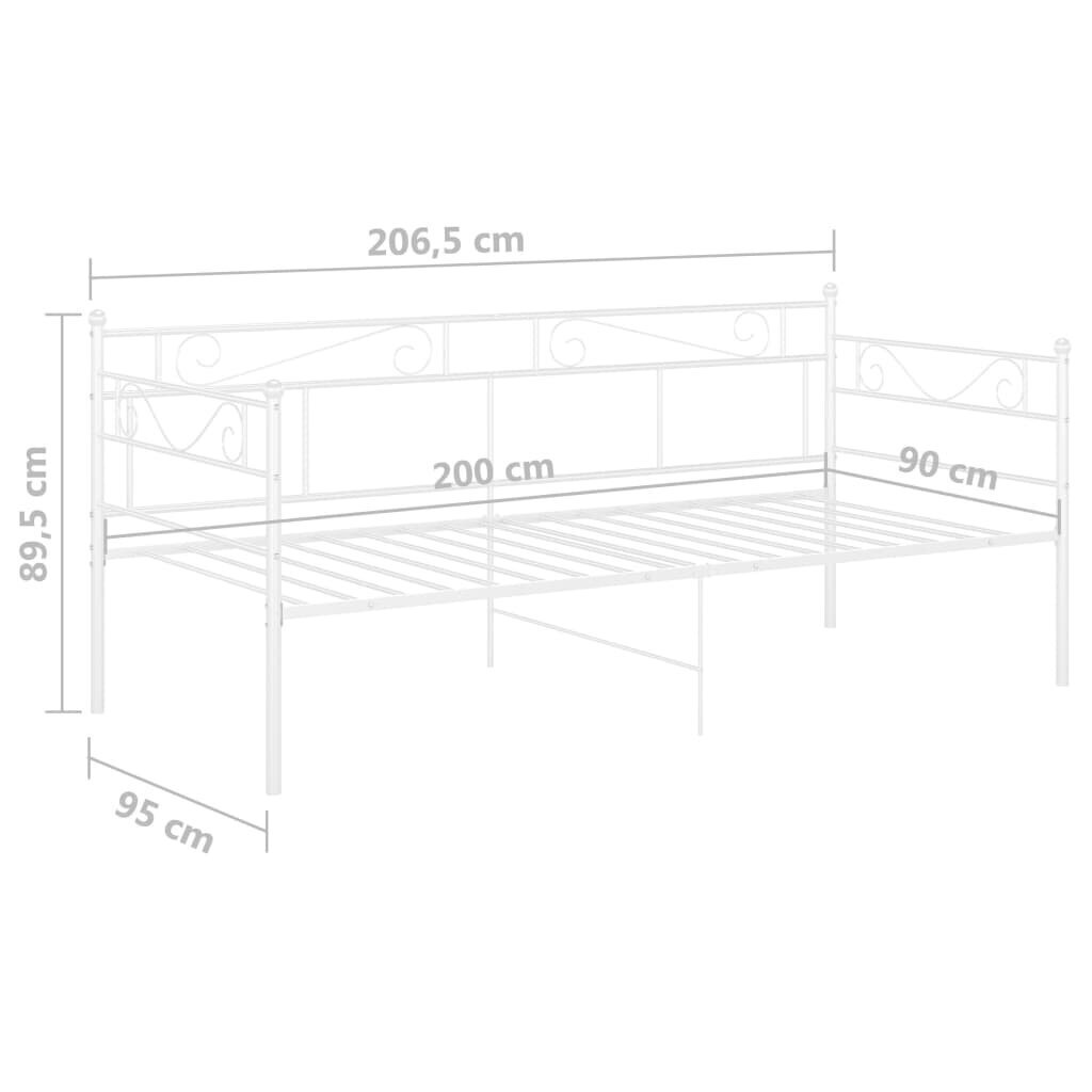 vidaXL diivanvoodiraam, valge, metall, 90 x 200 cm цена и информация | Voodid | kaup24.ee