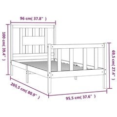 vidaXL voodiraam peatsiga, valge, männipuit, 90 x 200 cm цена и информация | Кровати | kaup24.ee