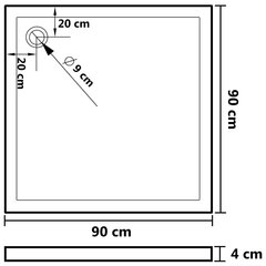 vidaXL dušialus täppidega, valge, 90 x 90 x 4 cm, ABS цена и информация | Стойки для душа | kaup24.ee