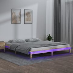 vidaXL LED-voodiraam, 135 x 190 cm, männipuit цена и информация | Кровати | kaup24.ee