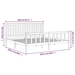 vidaXL voodiraam peatsiga, meepruun, 200 x 200 cm, männipuit цена и информация | Кровати | kaup24.ee