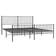 vidaXL metallist voodiraam peatsi ja jalutsiga, must, 193x203 cm цена и информация | Кровати | kaup24.ee