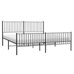 vidaXL metallist voodiraam peatsi ja jalutsiga, must, 193x203 cm цена и информация | Кровати | kaup24.ee