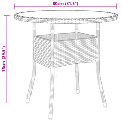 vidaXL aialaud, Ø80x75 cm, karastatud klaas ja polürotang, beež hind ja info | Aialauad | kaup24.ee