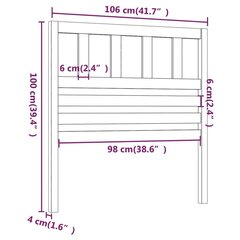 vidaXL voodipeats, must, 106 x 4 x 100 cm, männipuit цена и информация | Кровати | kaup24.ee