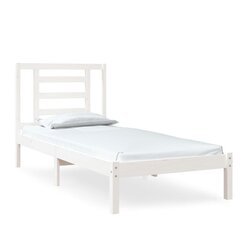 vidaXL voodiraam, valge, täismännipuit, 75 x 190 cm цена и информация | Кровати | kaup24.ee