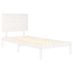 Voodiraam vidaXL, valge, täismännipuit, 75 x 190 cm hind ja info | Voodid | kaup24.ee