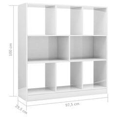 vidaXL raamaturiiul kõrgläikega valge 97,5x29,5x100 cm, puitlaastplaat цена и информация | Полки | kaup24.ee