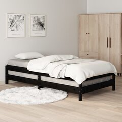 vidaXL virnastatav voodi, must, 80 x 200 cm, männipuit цена и информация | Кровати | kaup24.ee