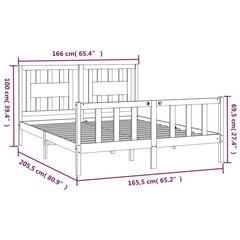 vidaXL voodiraam peatsiga, valge, männipuit, 160 x 200 cm hind ja info | Voodid | kaup24.ee