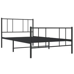 vidaXL metallist voodiraam peatsi ja jalutsiga, must, 80x200 cm цена и информация | Кровати | kaup24.ee