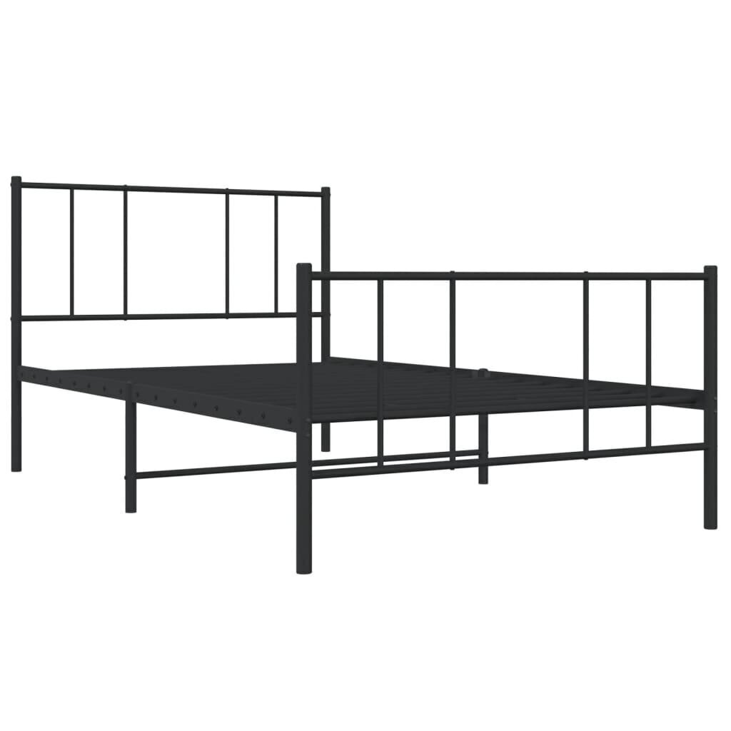 vidaXL metallist voodiraam peatsi ja jalutsiga, must, 80x200 cm цена и информация | Voodid | kaup24.ee