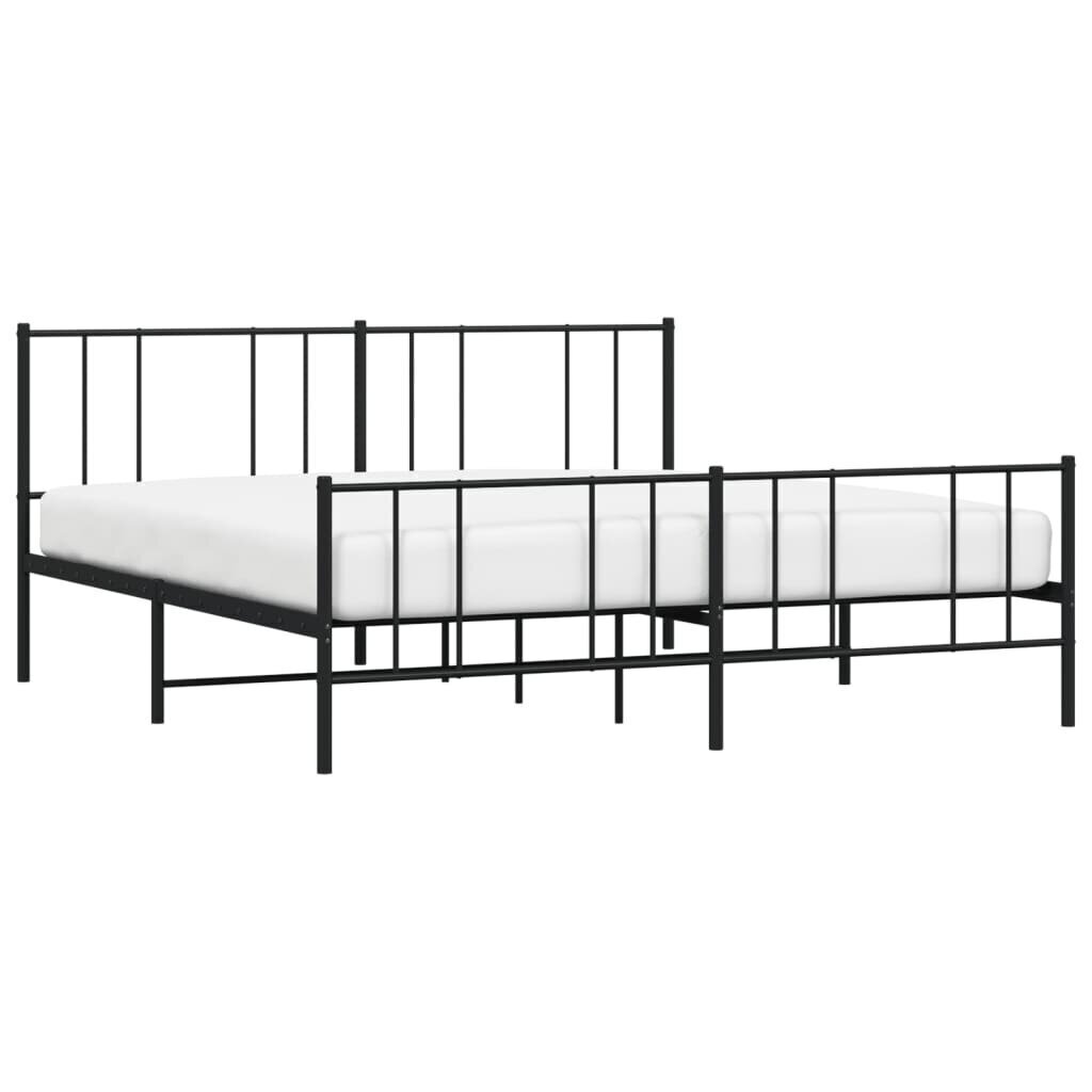 vidaXL metallist voodiraam peatsi ja jalutsiga, must, 193x203 cm цена и информация | Voodid | kaup24.ee