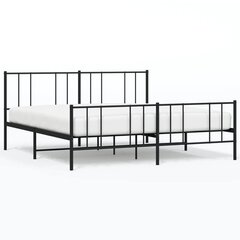 vidaXL metallist voodiraam peatsi ja jalutsiga, must, 193x203 cm цена и информация | Кровати | kaup24.ee