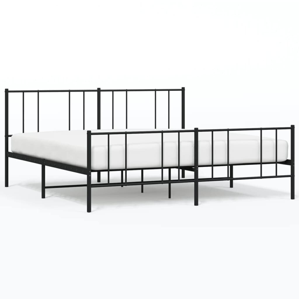 vidaXL metallist voodiraam peatsi ja jalutsiga, must, 193x203 cm цена и информация | Voodid | kaup24.ee