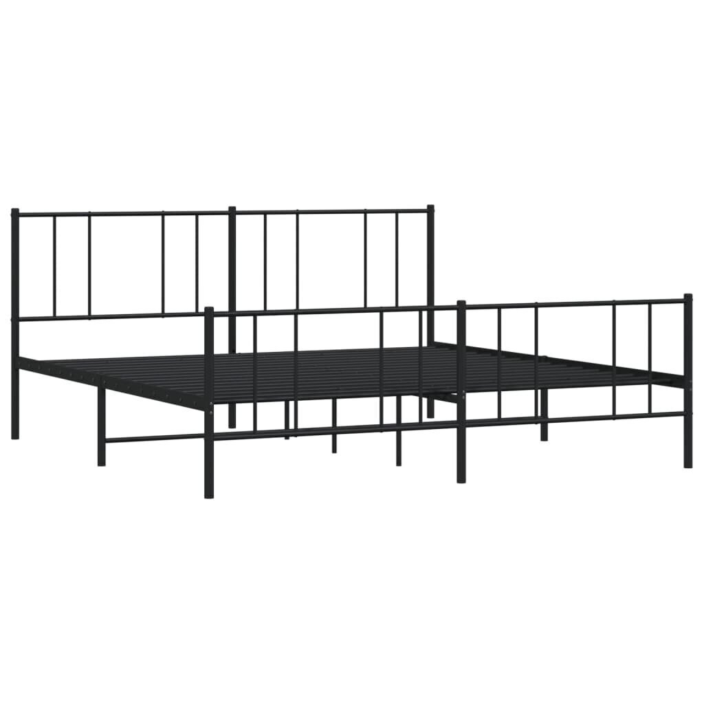 vidaXL metallist voodiraam peatsi ja jalutsiga, must, 193x203 cm цена и информация | Voodid | kaup24.ee