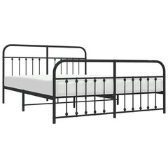 vidaXL metallist voodiraam peatsi ja jalutsiga, must, 183x213 cm цена и информация | Кровати | kaup24.ee