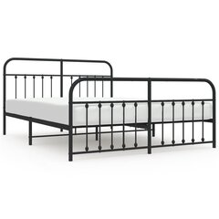 vidaXL metallist voodiraam peatsi ja jalutsiga, must, 183x213 cm цена и информация | Кровати | kaup24.ee