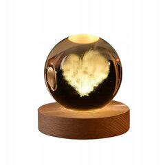 Стеклянный глобус 3D NIGHT LIGHT 6 см с питанием от USB для детской спальни HEART цена и информация | Детские светильники | kaup24.ee