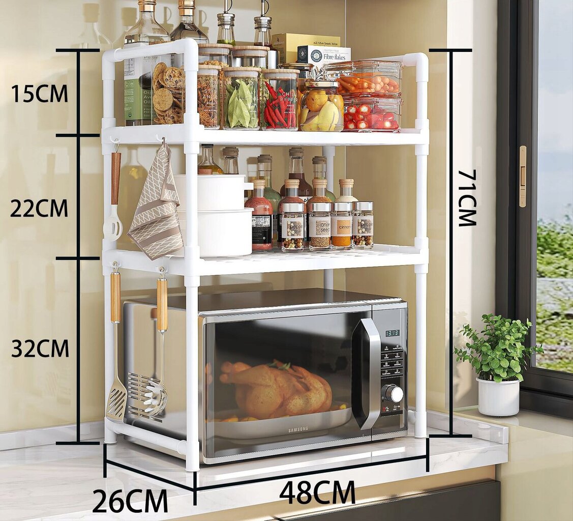 Köögilaud mikrolaineahju all Dressor Organisaer, valge цена и информация | Riiulid | kaup24.ee