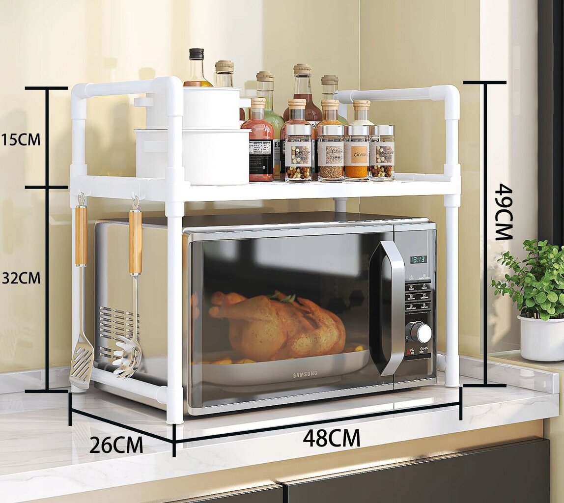 Riiul mikrolaineahju peale, valge hind ja info | Riiulid | kaup24.ee