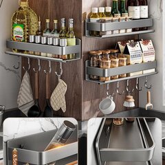 KITCHEN SHELF Single Hook Bathroom Washbasin Metal Alu 60cm цена и информация | Полки | kaup24.ee