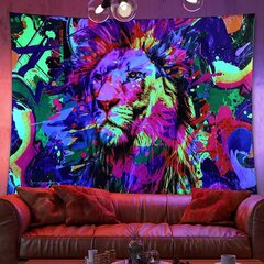 Настенное украшение UV FLUORESCENT GOBELIN ODBLASK 150x150cm XL Lion цена и информация | Картины, живопись | kaup24.ee