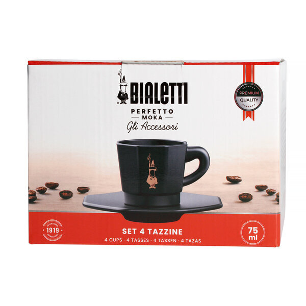 Bialetti Elegance - 4 musta ja vasest tasside ja taldrikutega komplekt цена и информация | Klaasid, tassid ja kannud | kaup24.ee