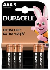 Patareid DURACELL AAA 5 tk (2 tk.) hind ja info | Patareid | kaup24.ee