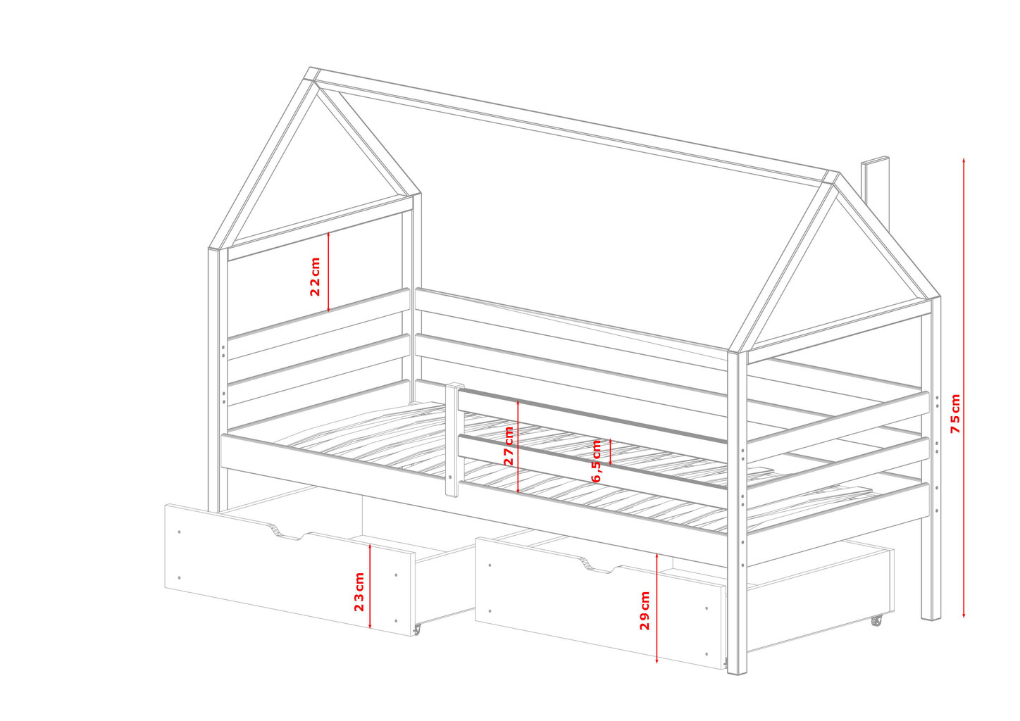 Majavoodi Aron FURNLUX CLASSIC, 88x198x133 cm, hall hind ja info | Voodid | kaup24.ee