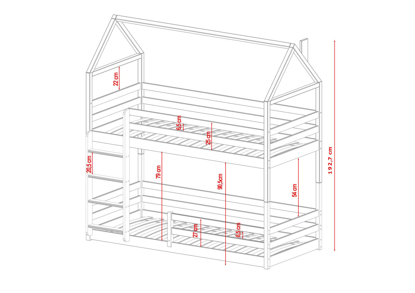 Majavoodi Axel FURNLUX CLASSIC, 88x198x193 cm, hall hind ja info | Voodid | kaup24.ee