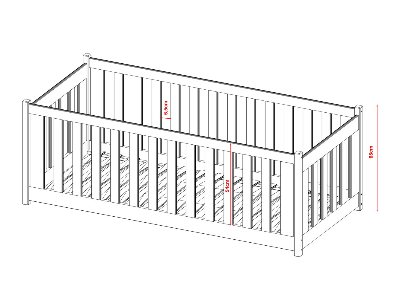 Ühekohaline lastevoodi Concept FURNLUX CLASSIC, 88x198x133 cm, valge цена и информация | Lastevoodid | kaup24.ee