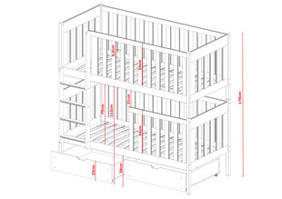 Двухъярусные кровати Dawid FURNLUX CLASSIC, 88x198x179 cm, серый цена и информация | Кровати | kaup24.ee