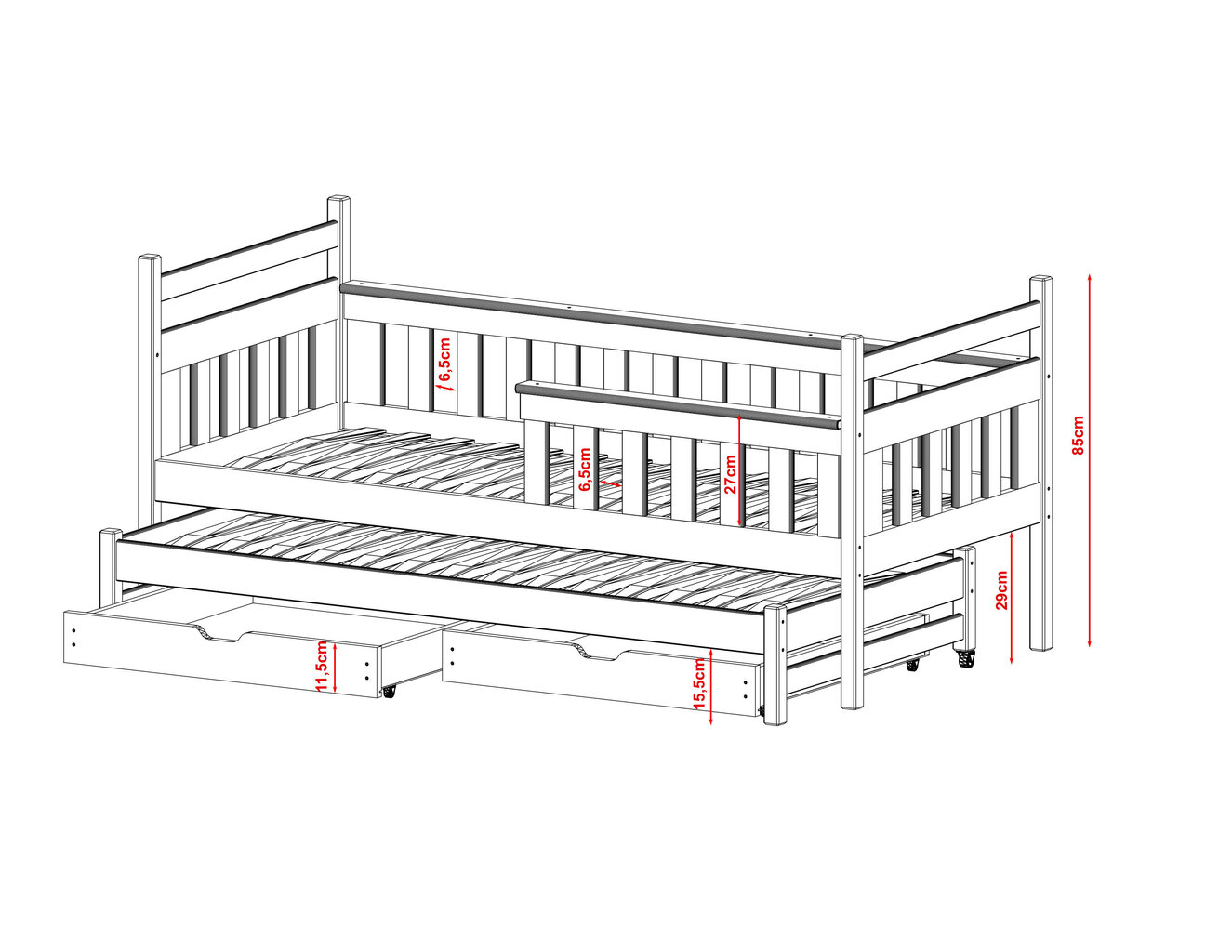 Majavoodi Domi FURNLUX CLASSIC, 98x188x85 cm, valge цена и информация | Voodid | kaup24.ee