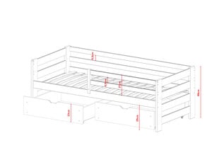 Ühekohaline lastevoodi Ergo FURNLUX CLASSIC, 88x178x66 cm, hall hind ja info | Lastevoodid | kaup24.ee