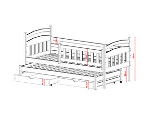 Ühekohaline lastevoodi Galaxy FURNLUX CLASSIC, 98x188x85 cm, hall hind ja info | Lastevoodid | kaup24.ee