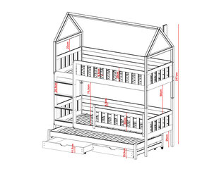 Majavoodi Iga FURNLUX CLASSIC, 88x198x217 cm, hall hind ja info | Voodid | kaup24.ee