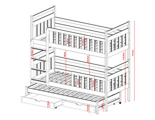Двухъярусные кровати Klara FURNLUX CLASSIC, 98x188x171 cm, белый цена и информация | Кровати | kaup24.ee