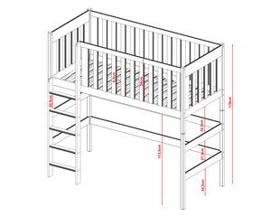 Kõrge voodi Laura FURNLUX CLASSIC, 88x198x178 cm, valge hind ja info | Lastevoodid | kaup24.ee