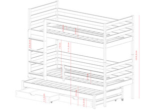 Двухъярусные кровати Luk FURNLUX CLASSIC, 88x178x161 cm, графит цена и информация | Кровати | kaup24.ee