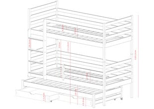 Двухъярусные кровати Luk FURNLUX CLASSIC, 98x188x161 cm, графит цена и информация | Кровати | kaup24.ee